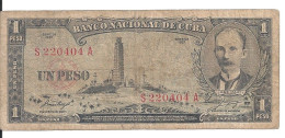 CUBA 1 PESO 1957 VG+ P 87 B - Kuba