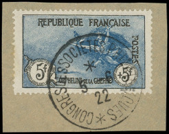 EMISSIONS DU XXe SIECLE - 155   1ère Série Orphelins,  5f. + 5f. Noir Et Bleu Obl. Càd Congrès Des Sociétés Philatélique - Used Stamps