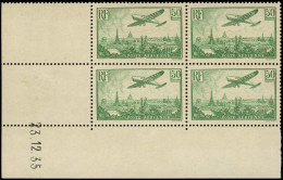 ** POSTE AERIENNE - 14  50f. Vert-jaune, BLOC De 4 CD 23/12/35, Un Pt D'adh. S. 1 Ex., Pointe De Rouss. S. Un Autre, Sin - 1927-1959 Mint/hinged