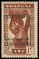 * Poste Aérienne Militaire -  6 : 1f. Brun-rouge Du Sénégal Surch. BATIMENT De LIGNE RICHELIEU, TB. C - Militärische Luftpost