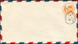 Let Poste Aérienne Militaire -  Entier Postal US 6c. Orange Surchargé RF, CASABLANCA T II, Obl. 7/2/45, TB - Poste Aérienne Militaire