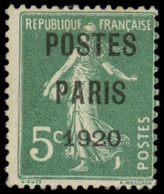 * PREOBLITERES - 24   5c. Vert, POSTES PARIS 1920, TB. J - 1893-1947