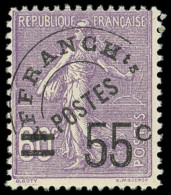 ** PREOBLITERES - 47  Semeuse Lignée, 55c. S. 60c. Violet, TB - 1893-1947