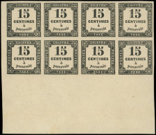 ** TAXE - 3   15c. Noir Typo T I, BLOC De 8 Bdf, Fraîcheur Postale, TTB - 1859-1959 Nuovi