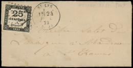 Let TAXE - 5A  25c. Noir T II Obl. GC 3731 S. LAC, Càd T16 ST LYS 24/2/73, TB - 1859-1959 Covers & Documents