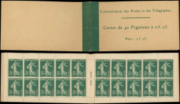 CARNETS (N° Yvert) - 137-C1    Semeuse Camée,  5c. Vert, N°137, T I, Couv. Postale 2f05, TTB - Sonstige & Ohne Zuordnung