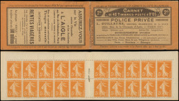 CARNETS (N° Yvert) - 158-C2    Semeuse Camée,  5c. Orange, N°158a, T IIA, S. 11, POLICE PRIVEE/L'AIGLE, TB - Sonstige & Ohne Zuordnung