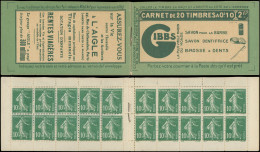 CARNETS (N° Yvert) - 159-C1    Semeuse Camée, 10c. Vert, N°159c, T IC, S. 26, GIBBS, TB - Sonstige & Ohne Zuordnung