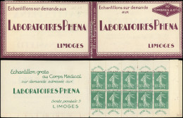 CARNETS (N° Yvert) - 188-C2    Semeuse Chiffres Maigres, 10c. Vert, N°188, PHENA, TB - Sonstige & Ohne Zuordnung