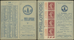 CARNETS (N° Yvert) - 189-CP1   Semeuse Camée, 15c. Brun-lilas, LE PHILOPODE, 1er Semestre 1929, TB - Autres & Non Classés