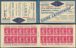 CARNETS (N° Yvert) - 191-C1    Semeuse Camée, 30c. Rose, N°191c, T IIB, S. 88, LAFONTAINE, TB - Sonstige & Ohne Zuordnung