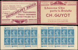 CARNETS (N° Yvert) - 192-C2    Semeuse Camée, 30c. Bleu, N°192b, T IIB, S. 102-E, CH. GUYOT, TB - Autres & Non Classés