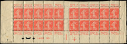 ** CARNETS (N° Yvert) - 194-C5    Semeuse Camée, 40c. Vermillon, N°194b, T I, BLOC De 20 Bas De Feuille N°V 1406 30, Amo - Autres & Non Classés