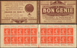 CARNETS (N° Yvert) - 194-C6    Semeuse Camée, 40c. Vermillon, N°194b, T I, S. 107-RP, REINE DES MONTRES/BON GENIE, TB - Autres & Non Classés