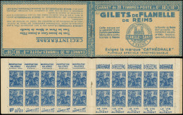 CARNETS (N° Yvert) - 257-C5    Jeanne D'Arc, 50c. Bleu, N°257a, T I, S. 171-RP, GILETS De FLANELLE, Qqs Froissures De Go - Autres & Non Classés