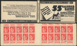 CARNETS (N° Yvert) - 283-C13   Paix, 50c. Rouge, N°283a, T I, S. 288, GALERIES BARBES, Pli En C4, Sinon TB - Altri & Non Classificati