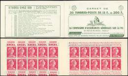 CARNETS (N° Yvert) - 1011-C7    Muller, 15f. Rose, N°1011a, S. 3-57, ASSURANCE VIE, TB - Other & Unclassified