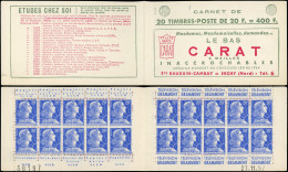 CARNETS (N° Yvert) - 1011B-C8   Muller, 20f. Bleu, N°1011Bb, T I, S. 13-57, LE BAS CARAT, TB - Epreuves De Luxe