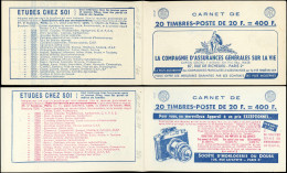 CARNETS (N° Yvert) - 1011B-C38  Muller, 20f. Bleu, N°1011Bd, T II, S. 8-57 Et 1011B-C39, S. 9-57, Couv. AG VIE Et SHD, A - Autres & Non Classés