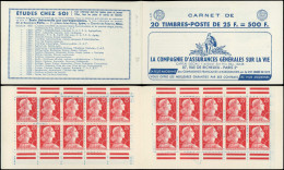 CARNETS (N° Yvert) - 1011C-C2   Muller, 25f. Bleu, S. 6-59, ASSURANCES VIE, TB - Other & Unclassified