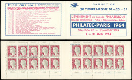 CARNETS (N° Yvert) - 1263-C4    Marianne De Decaris, 0,25 Gris Et Grenat, N°1263c, T I, S. 7-64, PHILATEC-PARIS 1964, TB - Autres & Non Classés