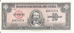 CUBA 10 PESOS 1960 VF+ P 79 B - Cuba