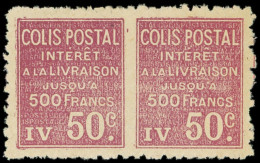 * COLIS POSTAUX  (N° Et Cote Maury) - 49c  50c. Violet, PAIRE NON DENTELEE Au Milieu (Yvert N°72), TB - Mint/Hinged