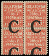 ** COLIS POSTAUX  (N° Et Cote Maury) - 101e  75c. Rouge, Surch. C à CHEVAL, BLOC De 4, 2 Ex. *, TB - Ungebraucht