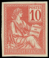 (*) VARIETES - 116a  Mouchon, 10c. Rouge, T II, NON DENTELE, TB. C - Unused Stamps