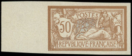 ** VARIETES - 120a  Merson, 50c. Brun Et Gris, NON DENTELE, Bdf, TTB. C Et S - Unused Stamps