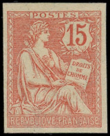 * VARIETES - 125b  Mouchon Retouché, 15c. Vermillon, NON DENTELE, TB - Unused Stamps