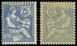 ** VARIETES - 127a  Mouchon Retouché, 25c. Bleu, Impression RECTO-VERSO, TB - Unused Stamps