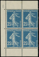 ** VARIETES - 140f  Semeuse Camée, 25c. Bleu, T II, BLOC De 4 Avec Bords, TB - Unused Stamps