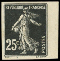 * VARIETES - 140   Semeuse Camée, 25c., ESSAI En Noir, Non Dentelé Petit Bdf, TB - Unused Stamps