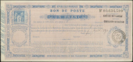 Let ENTIERS POSTAUX - Sage,  5c. Bleu, Bon De Poste N°F1, 1f. Lilas, Ministère Des Postes Et Télégraphes Obl. CHALON-S-S - Other & Unclassified