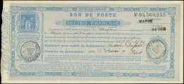 Let ENTIERS POSTAUX - Sage,  5c. Bleu, Bon De Poste N°F6, 5f. Bleu Papier Mince Obl. REIMS 28/12/92, TB - Sonstige & Ohne Zuordnung