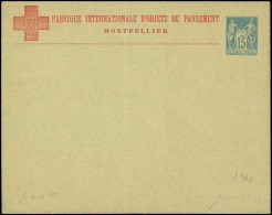 Let ENTIERS POSTAUX - Sage, 15c. Bleu, Env. TSC N°J94p, Pansement Montpellier, Pelurage Au Verso, Sinon TB - Other & Unclassified