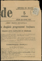 Let LETTRES DU XXe SIECLE - N°107 Obl. Càd Perlé MARANSIN 29/3/(17) S. LA PETITE GIRONDE Journal Entier, TB - Lettres & Documents