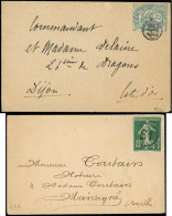 Let LETTRES DU XXe SIECLE - N°111 Obl. Chiffre 112 Et N°137 Obl. Chiffre 61 Dans Un Cercle S. 2 Env. Carte De Visite, TB - Lettres & Documents