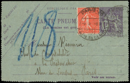 Let LETTRES DU XXe SIECLE - N°199 Sur Carte Pneu 1f. Violet Obl. Càd D'ESSAI à Pont PARIS-26/R. Du FG St DENIS 9/32/27,  - Lettres & Documents