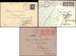 Let Guerre 1939/1945 - 2 Lettres Et Une CP Pour L'Etranger Avec Cachets De Retours Différents, 1944-45, TB - 2. Weltkrieg 1939-1945