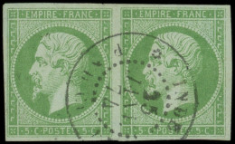 Colonies Générales - 8     5c. Vert-jaune, PAIRE Obl. Càd PONDICHERY 25/5/74, TTB. C - Altri & Non Classificati