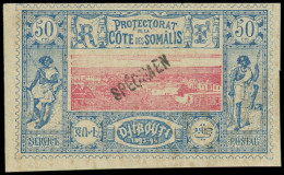 (*) COTE DES SOMALIS 15a : 50c. Bleu Et Rose, Surchargé SPECIMEN, T II, TB - Autres & Non Classés