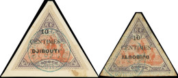 COTE DES SOMALIS 32 Et 32a : 10c. Sur 2f., Normal + DJIBOUTI RENVERSE (rousseurs), Tous Les 2 Obl. Càd, B/TB - Altri & Non Classificati