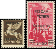 * FEZZAN PA 1/2 : 50c. Sépia Et 7f50 S. 50c. Rose Carminé, TB - Other & Unclassified