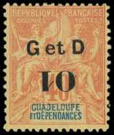 ** GUADELOUPE 46c : 10 Sur 40c. Orange, 1 RENVERSE, TB - Other & Unclassified