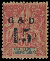 ** GUADELOUPE 47d : 15 Sur 50c. Rose, DOUBLE Surcharge, TB - Otros & Sin Clasificación