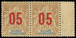 * GUINEE 52Aa : 05 Sur 30c. Brun, Chiffres ESPACES, Bdf, Tenant à Normal, Gomme Coloniale, TB. C - Other & Unclassified