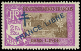 * INDE 165a : 2fa.12ca. Lilas Et Brun, Surcharge BLEUE, TB - Autres & Non Classés