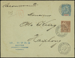 Let INDOCHINE Env. Entier Rec. 15c. Groupe Affr. CG N°55 30c. Brun Obl. SAIGON-PORT 11/2/97, Arr. HAI-PHONG 17/2, TB - Sonstige & Ohne Zuordnung